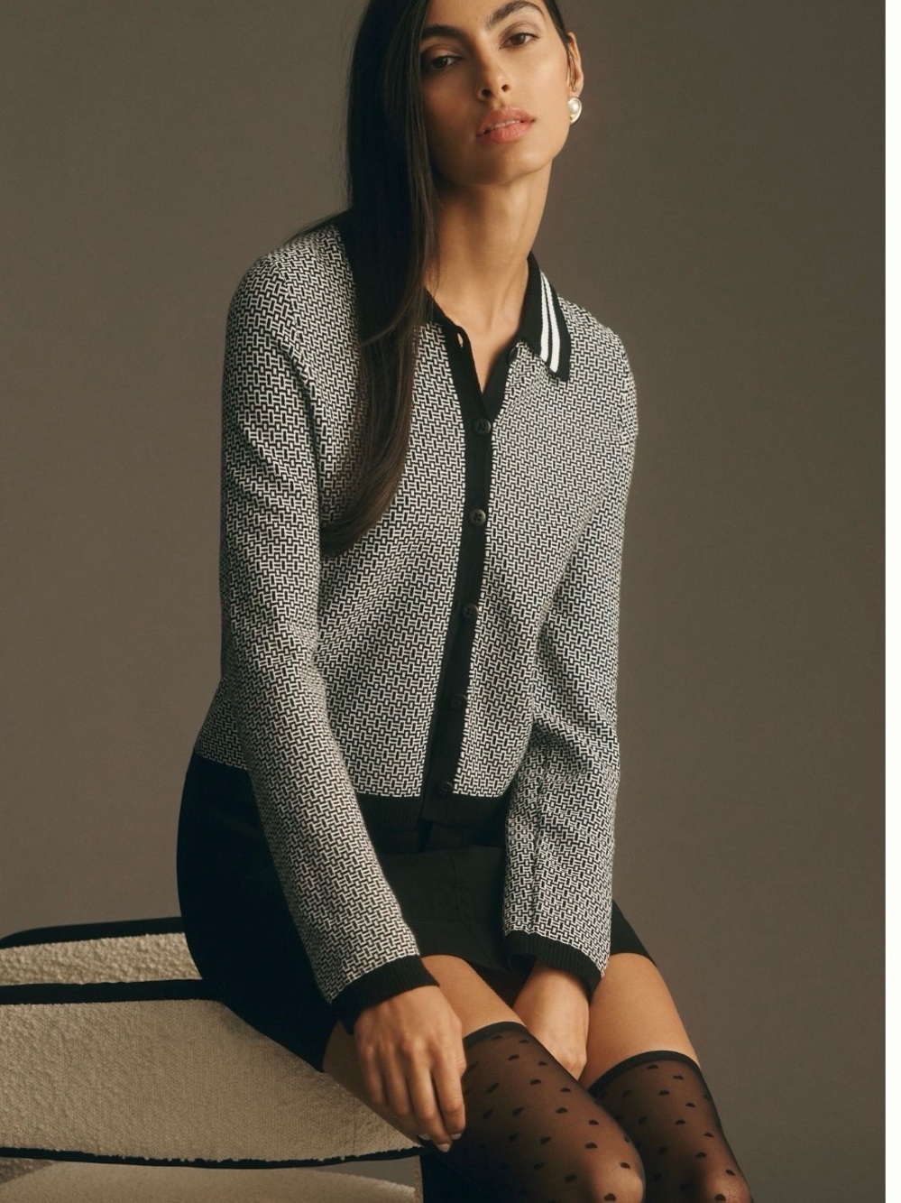 Maeve Plunging Polo Cardigan
